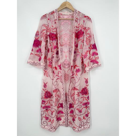 Soft Surroundings Palisade Topper Floral Embroidered Duster Cardigan Jacket - Picture 1 of 12